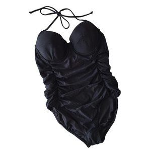 NEW JCrew $110 Halter Underwire One-Piece Swimsuit Size 6 Black C4344 beach pool